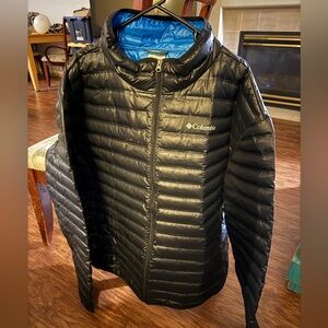 Columbia Men's Black Puffer Jacket, Columbia Rain Jacket, Hooded Shirt